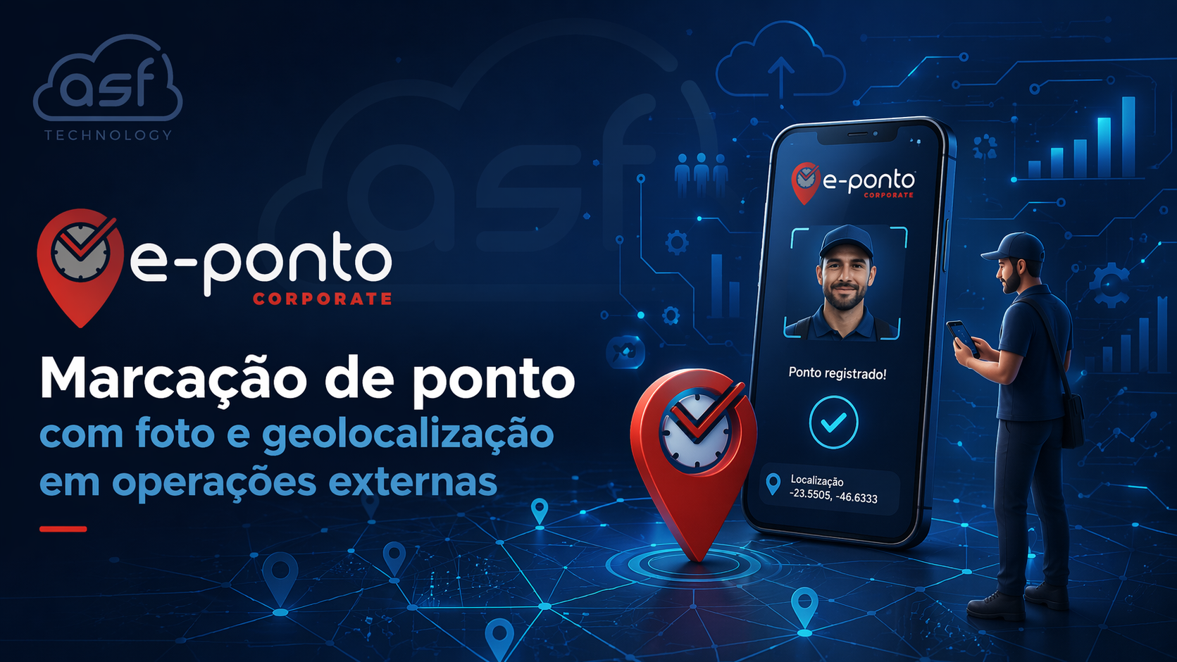 Marcação de ponto com foto e geolocalização em operações externas